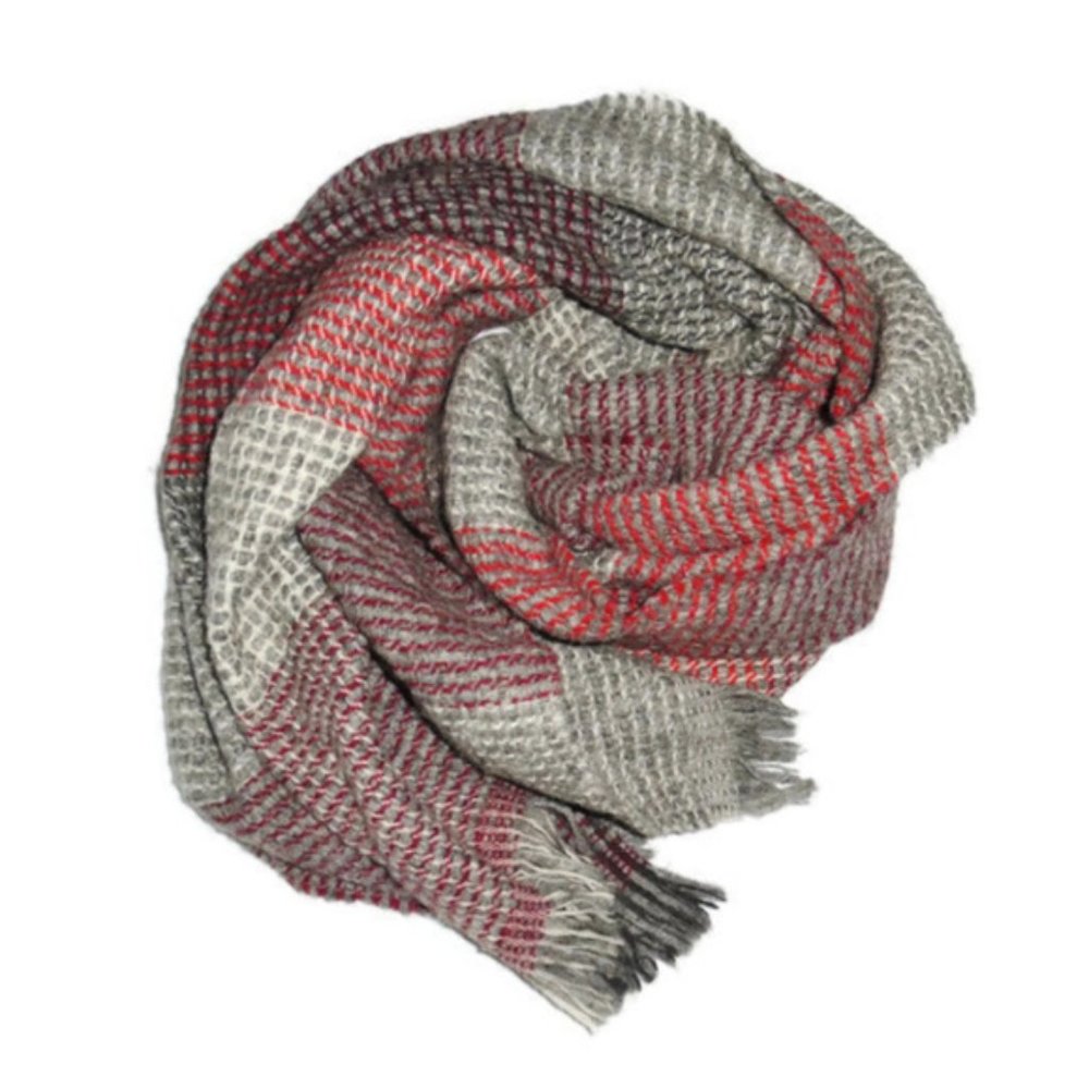 J Crew Italy Scarf Alpaca Wool Blend Gray Red